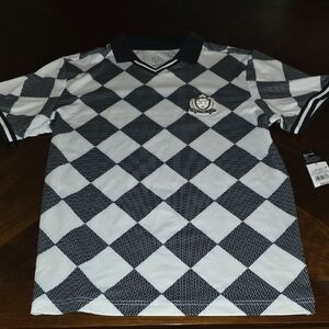 Original Use Men's Black and White Checkered Polo Shirt